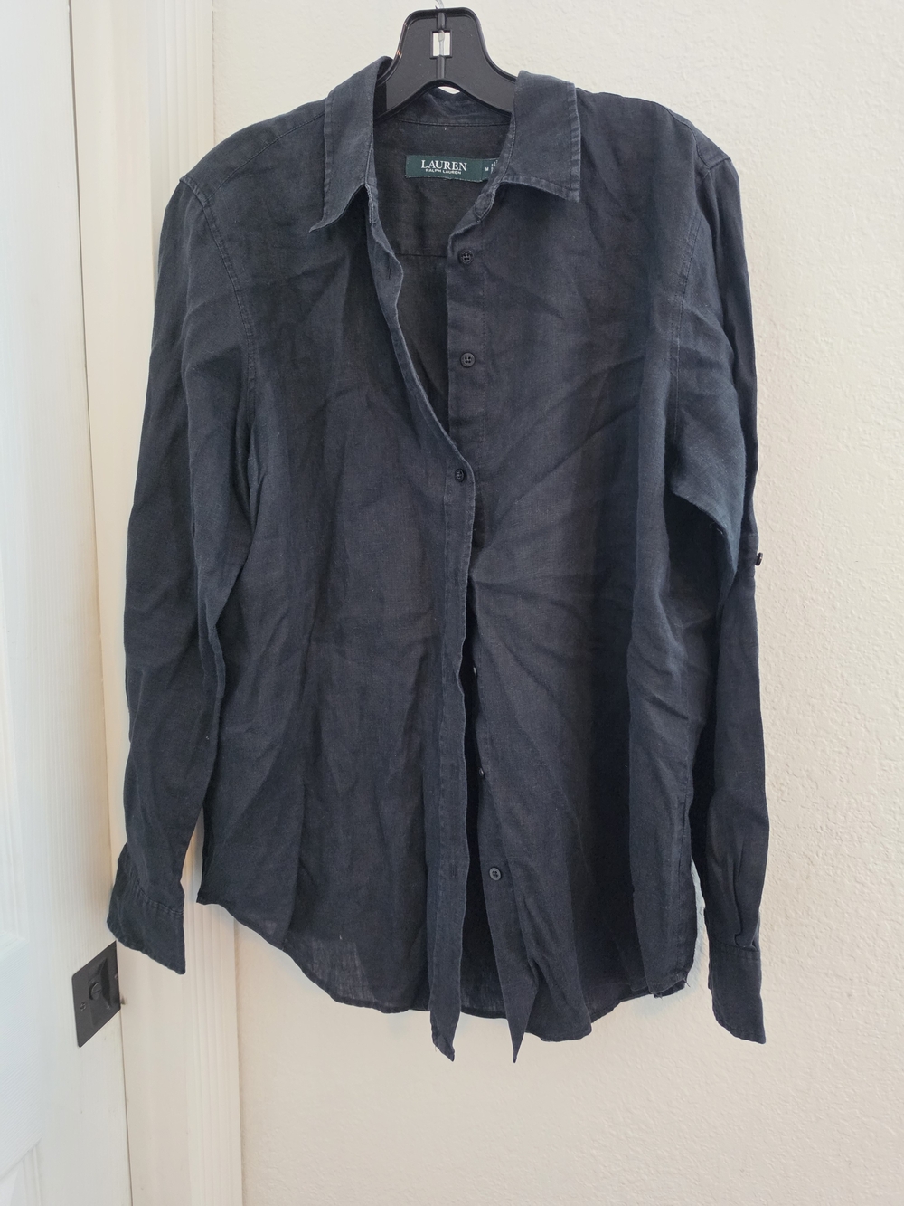 Ralph Lauren Black Button-Down Linen Shirt - Women's